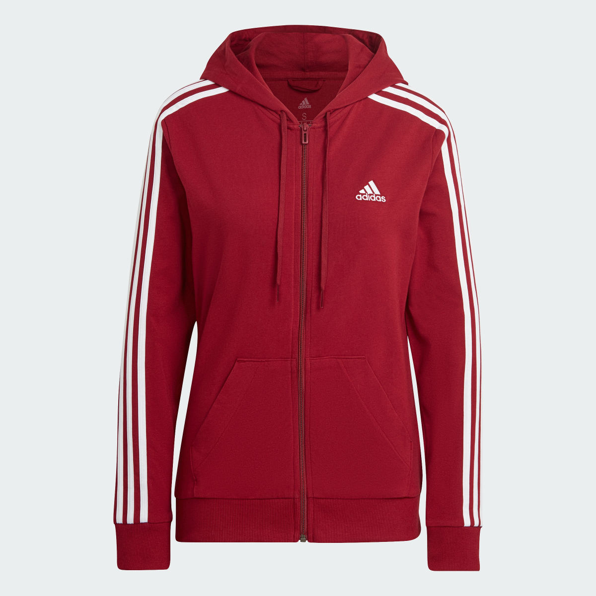 Adidas Essentials Single Jersey 3-Stripes Full-Zip Kapüşonlu Üst. 5