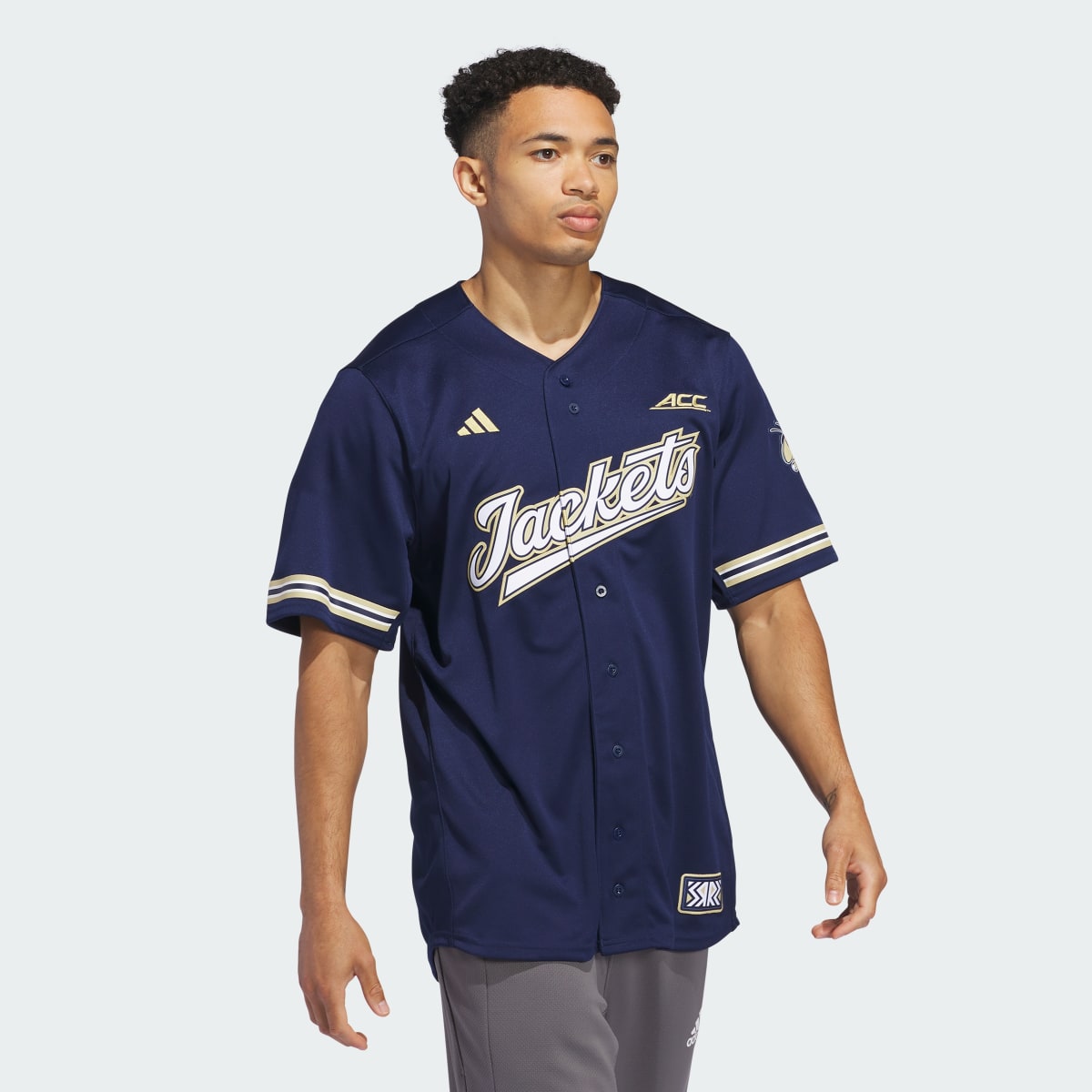 Adidas Georgia Tech Reverse Retro Replica Baseball Jersey. 4