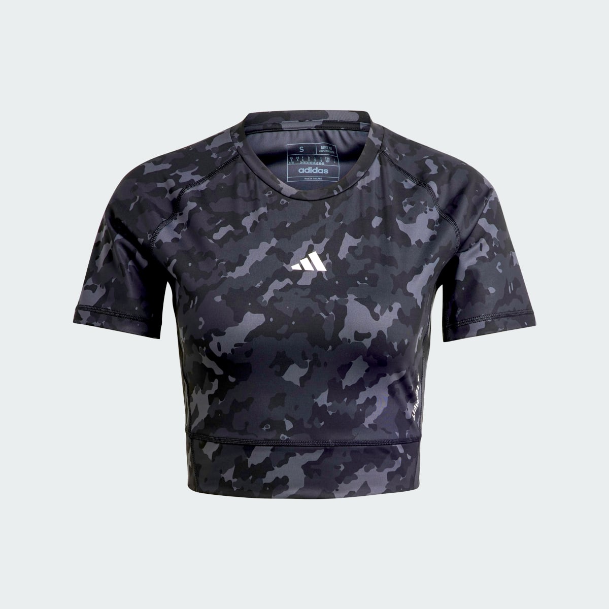 Adidas Techfit Camo Print Crop Training T-Shirt. 5