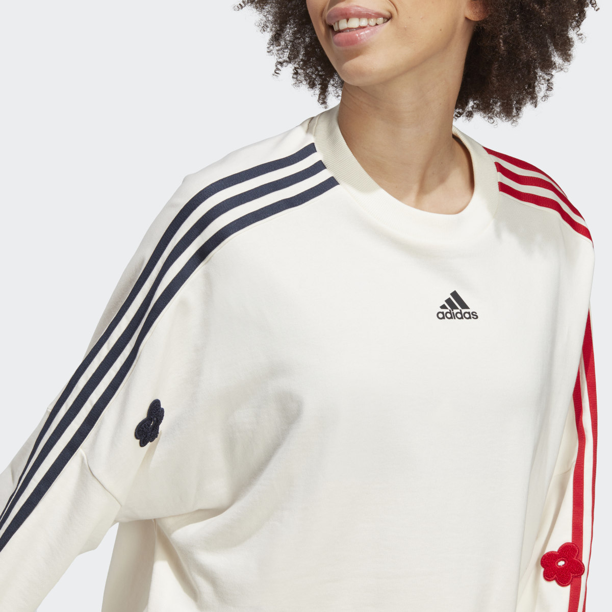 Adidas 3-Stripes Sweatshirt with Chenille Flower Patches. 7