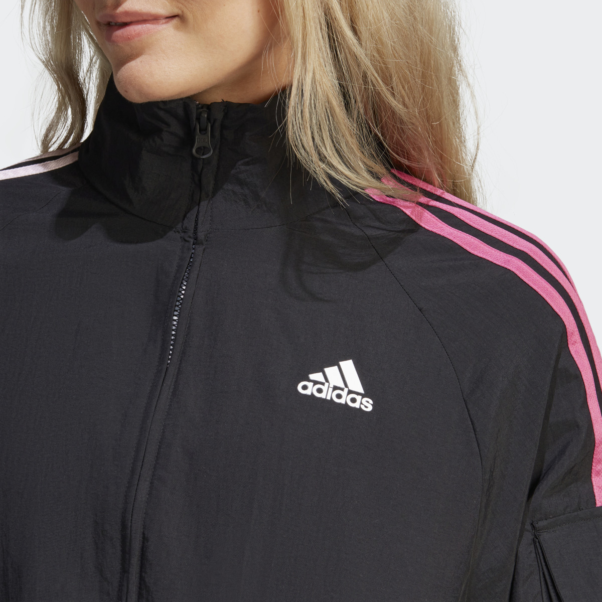 Adidas 3-Stripes Lightweight Jacket with Chenille Flower Patches. 6