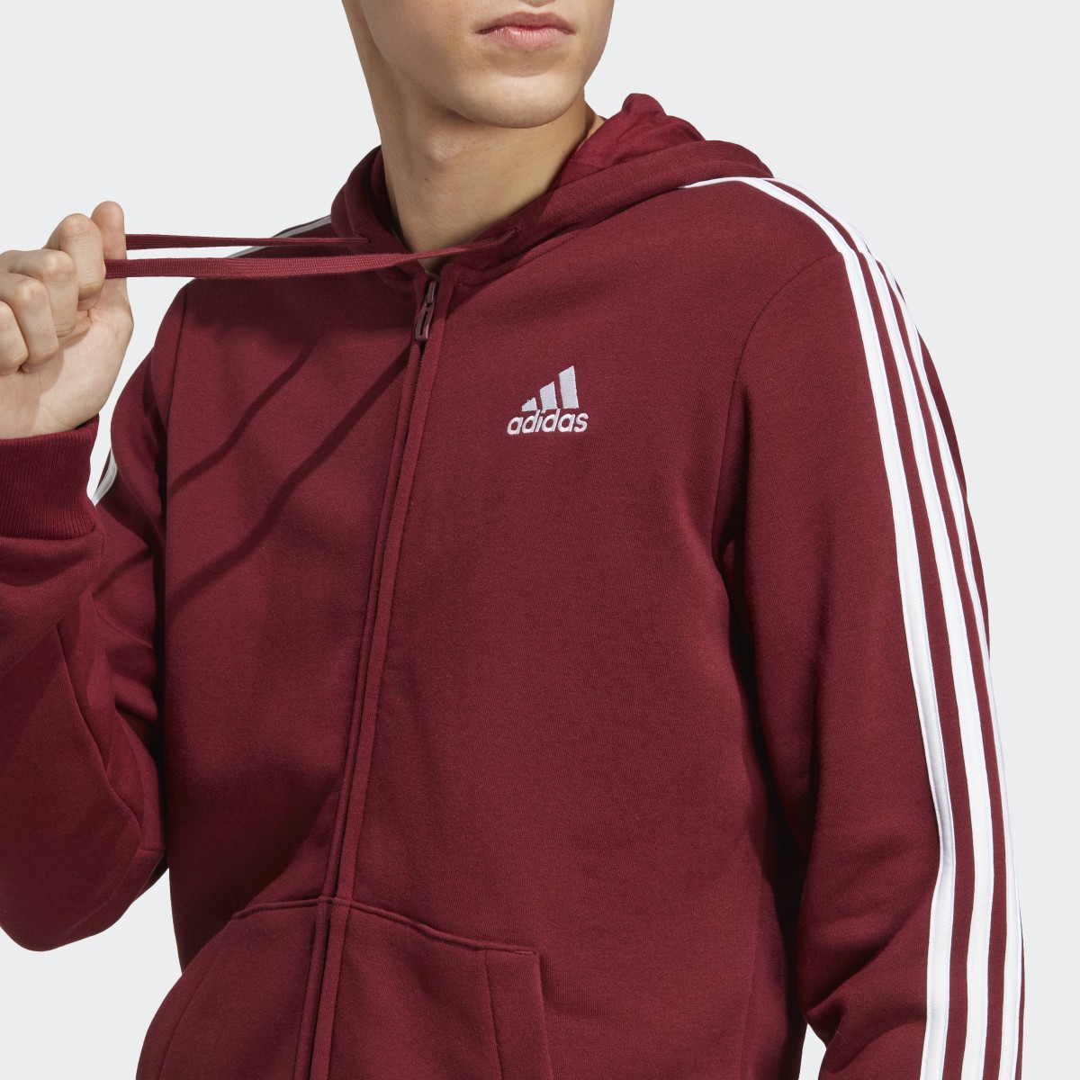 Adidas Felpa con cappuccio Essentials Fleece 3-Stripes Full-Zip. 6