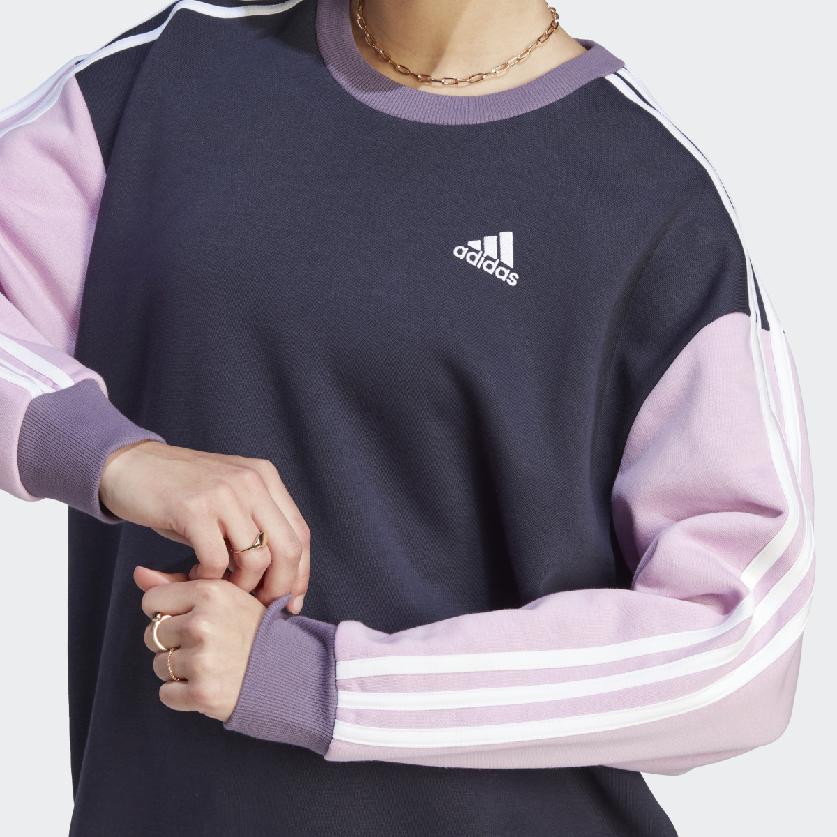 Adidas Essentials 3-Stripes Oversized Fleece Sweatshirt. 7