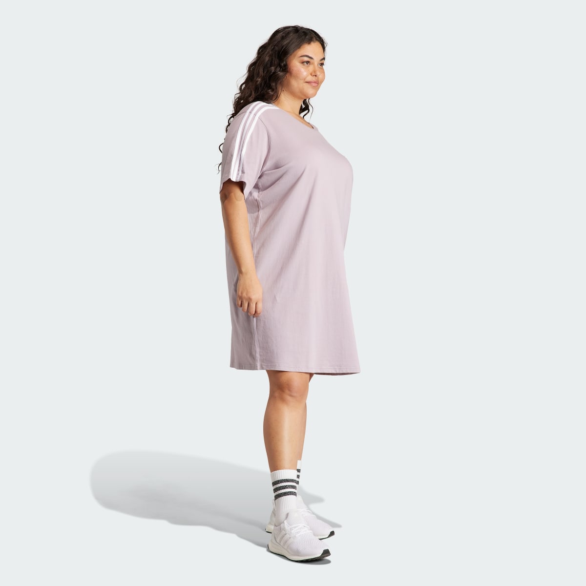 Adidas Essentials 3-Stripes Single Jersey Boyfriend Tee Dress (Plus Size). 4