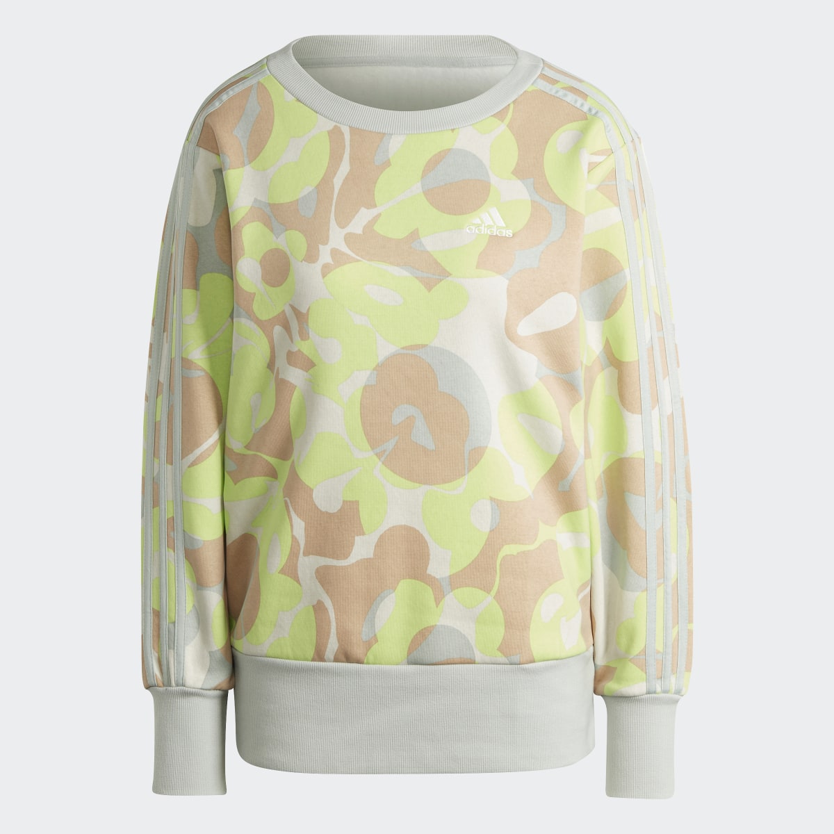 Adidas Floral Graphic 3-Stripes Fleece Sweatshirt. 5