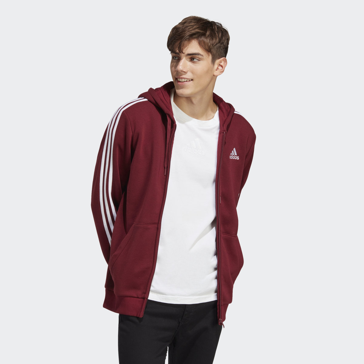 Adidas Essentials Fleece 3-Streifen Kapuzenjacke. 4