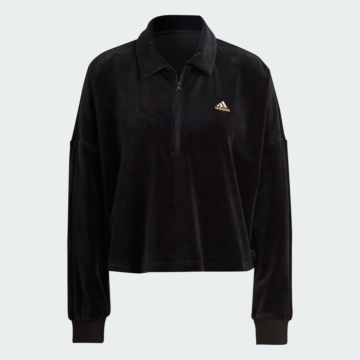 Adidas Crop Velour Quarter-Zip Sweatshirt. 5