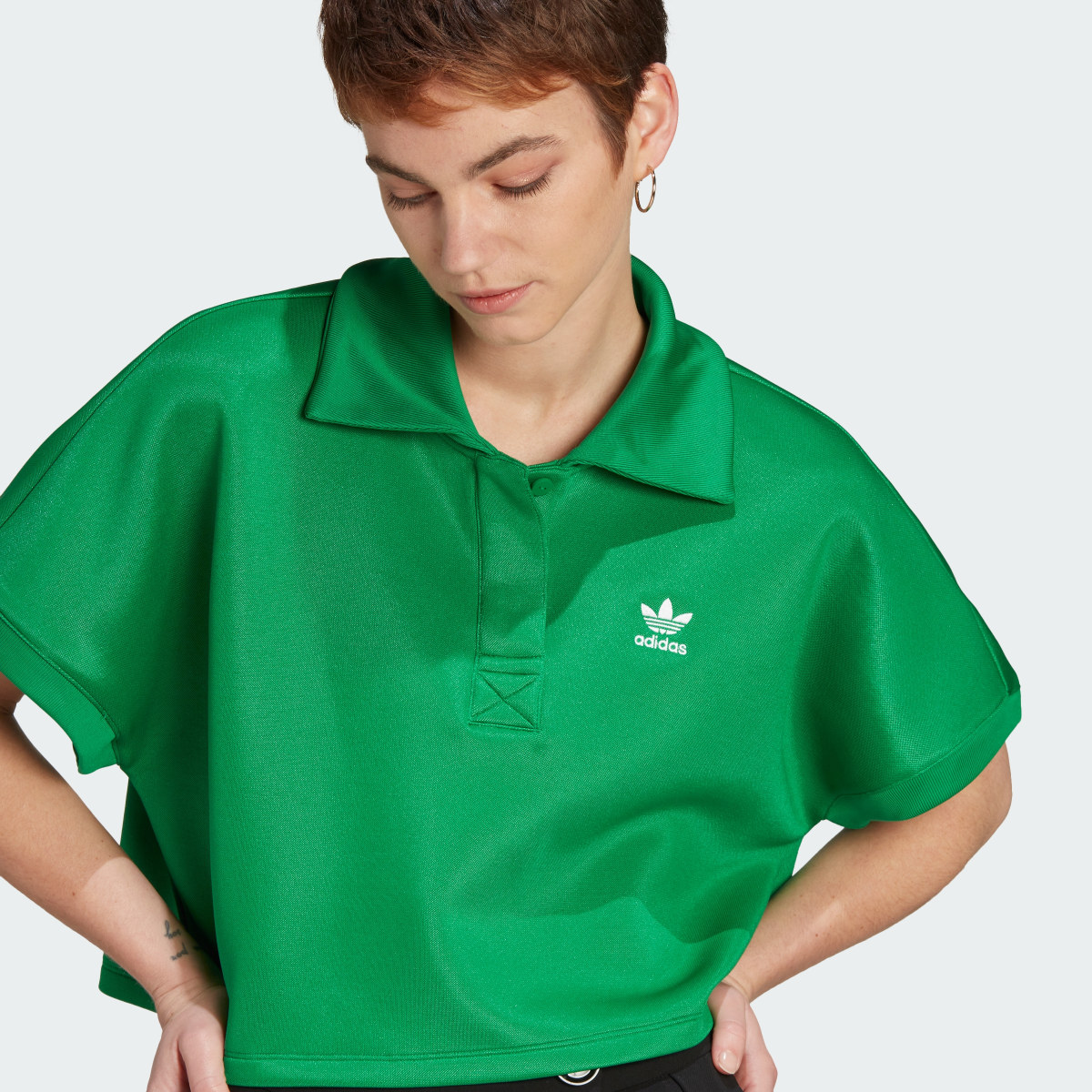 Adidas Adicolor Classics Oversized Crop Polo Tee. 6