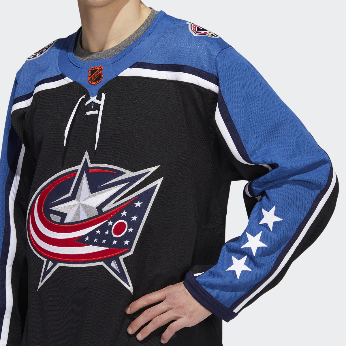 Adidas Blue Jackets Authentic Reverse Retro Wordmark Jersey. 7