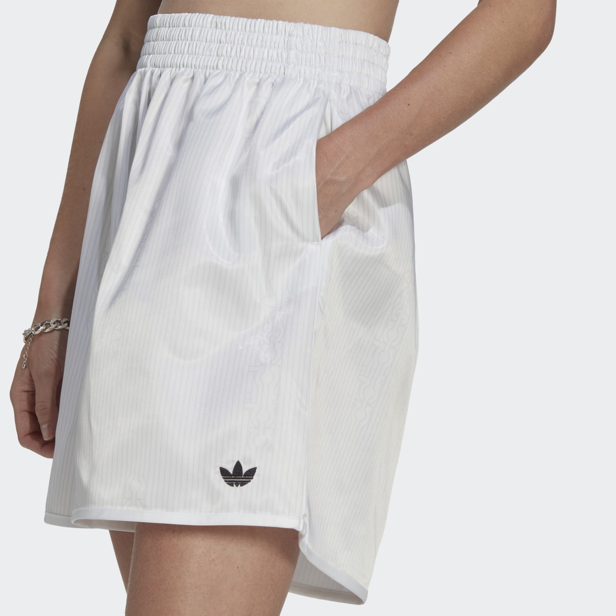 Adidas Loose Allover Print Satin Shorts. 5