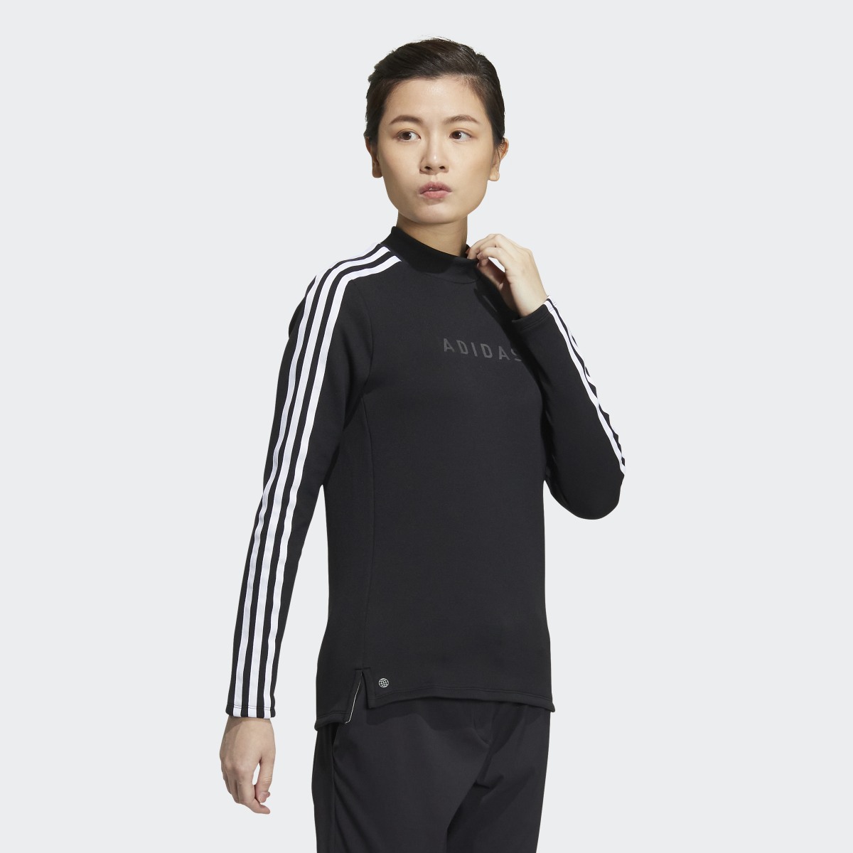 Adidas AEROREADY 3-Stripes Mock Neck Long Sleeve Shirt. 4