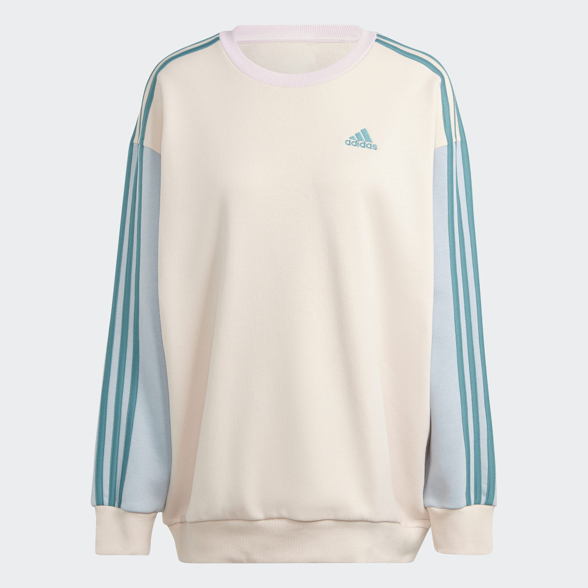 Adidas Essentials 3-Stripes Oversized Fleece Sweatshirt. 4