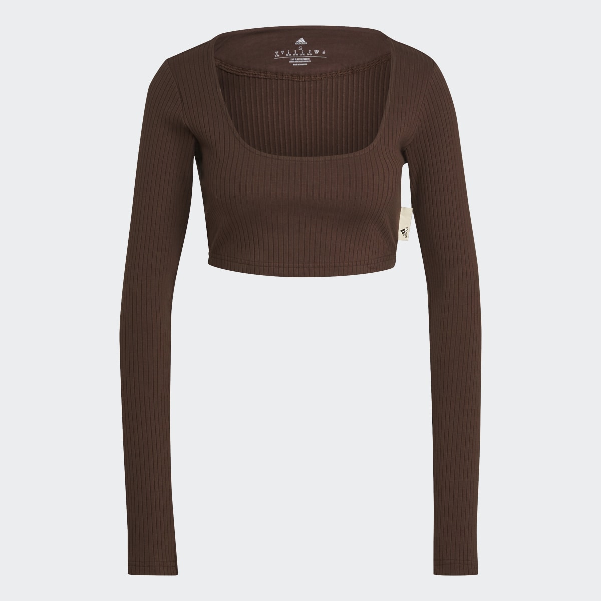 Adidas Studio Lounge Ribbed Cropped Long Sleeve Tee. 5