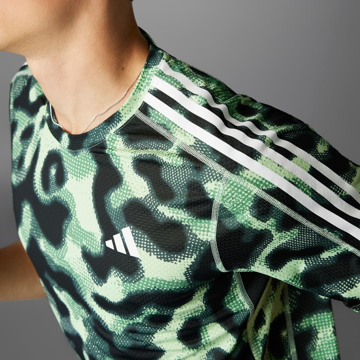 Adidas Own the Run 3-Stripes Allover Print T-Shirt. 4
