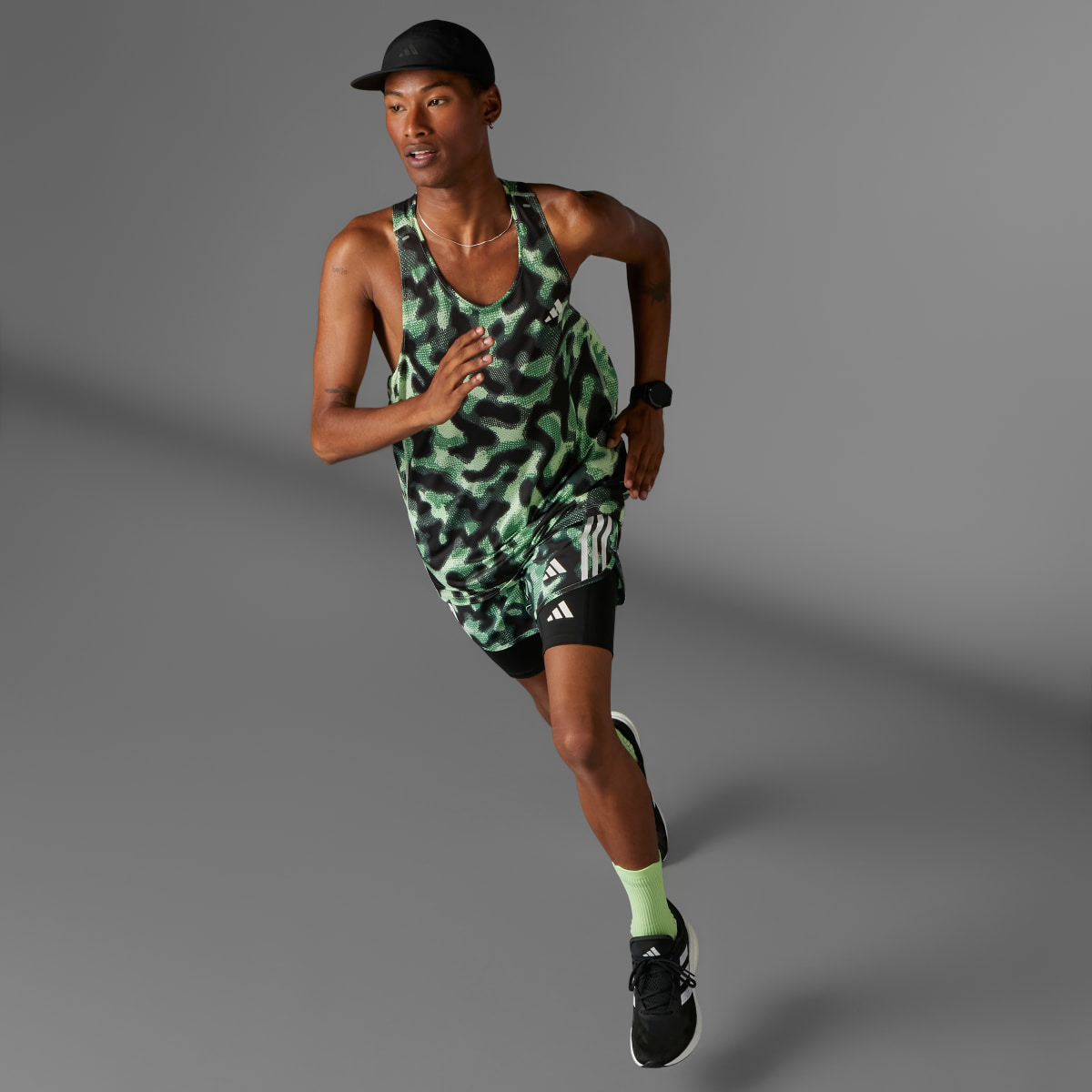 Adidas Own the Run 3-Stripes Allover Print Singlet. 6