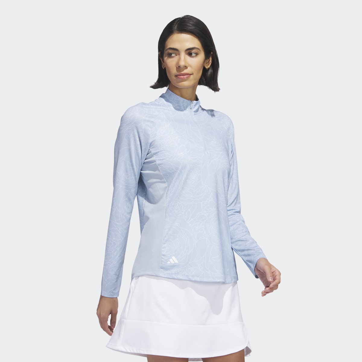 Adidas Essentials Long Sleeve Printed Mock Polo Shirt. 5