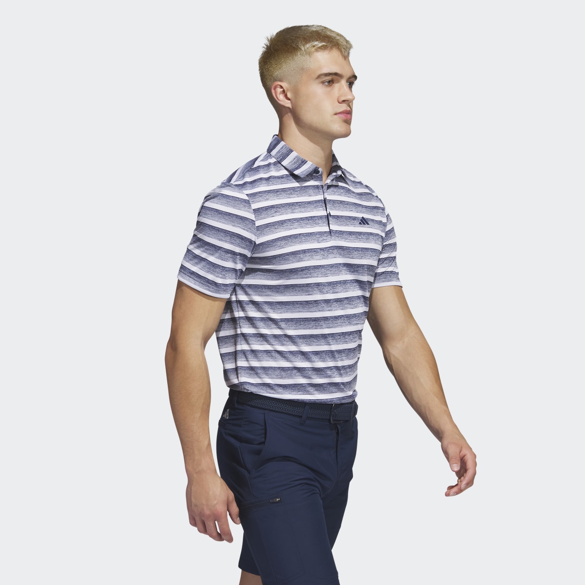 Adidas Two-Color Striped Golf Polo Shirt. 4