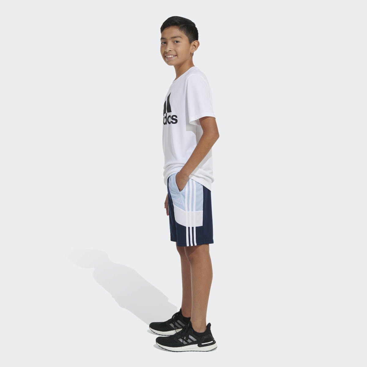 Adidas Elastic Waistband Sportswear Color Block Shorts. 7