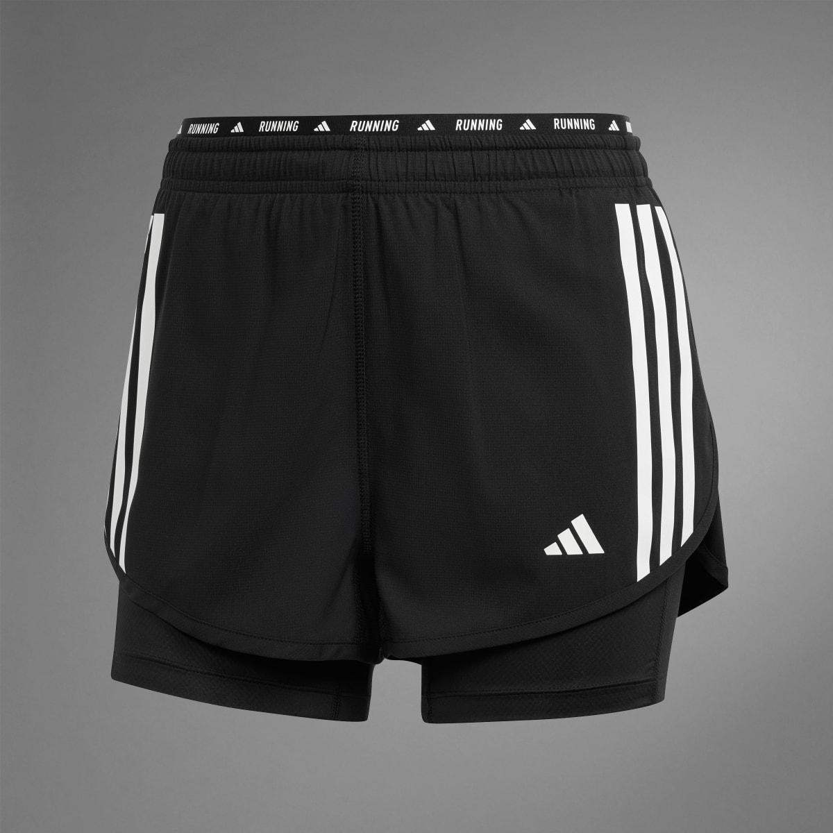 Adidas Own the Run 3-Streifen 2-in-1 Shorts. 11