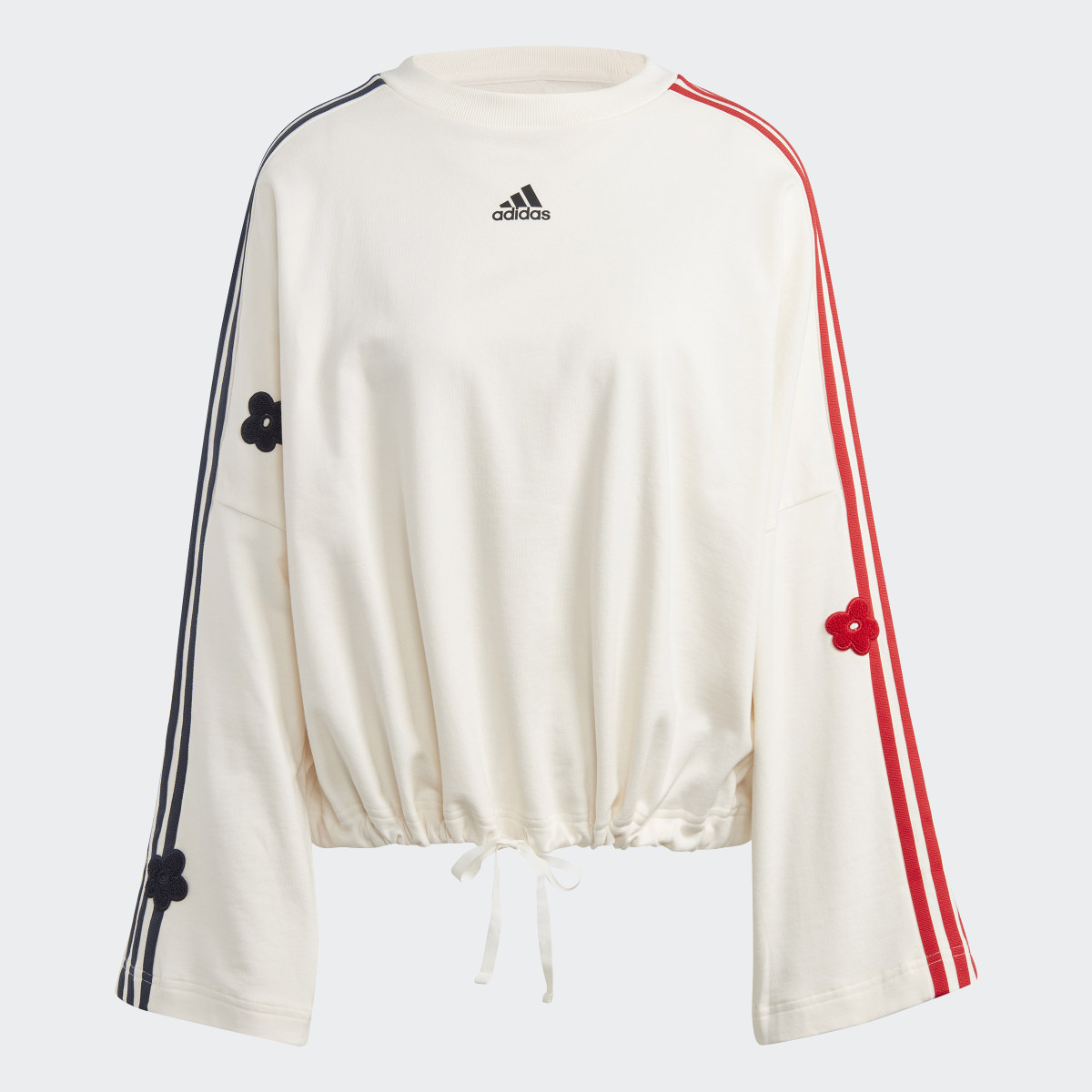 Adidas 3-Stripes Sweatshirt with Chenille Flower Patches. 5