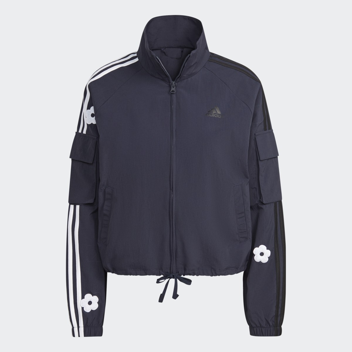 Adidas 3-Stripes Lightweight Jacket with Chenille Flower Patches. 5