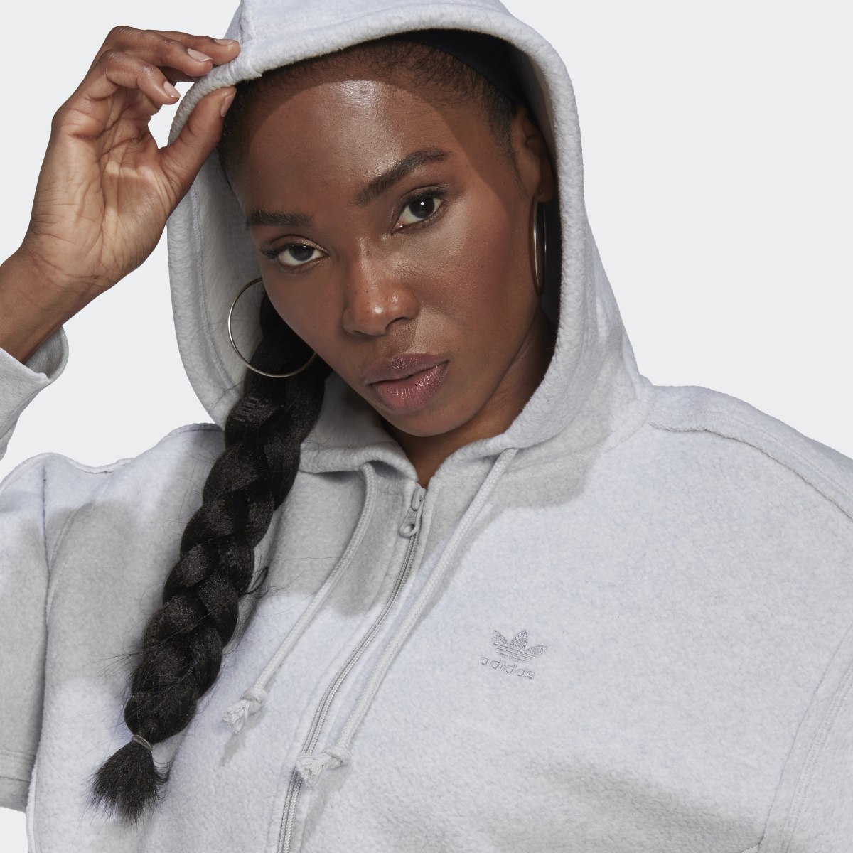 Adidas Crop Full-Zip Loungewear Hoodie. 5