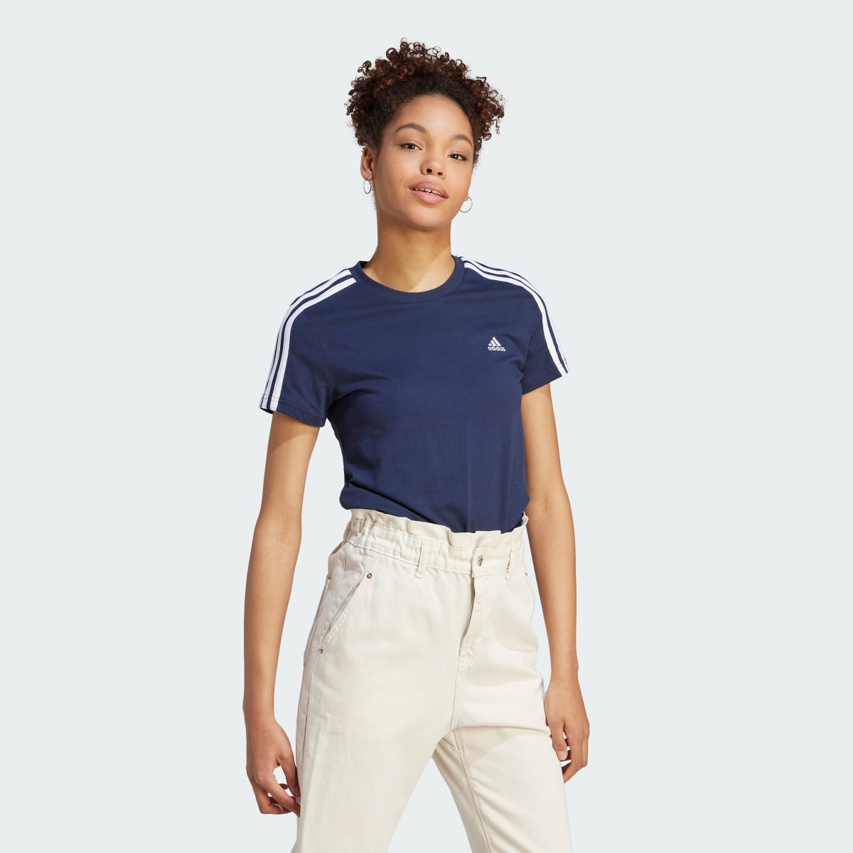 Adidas Essentials Slim 3-Stripes T-Shirt. 4