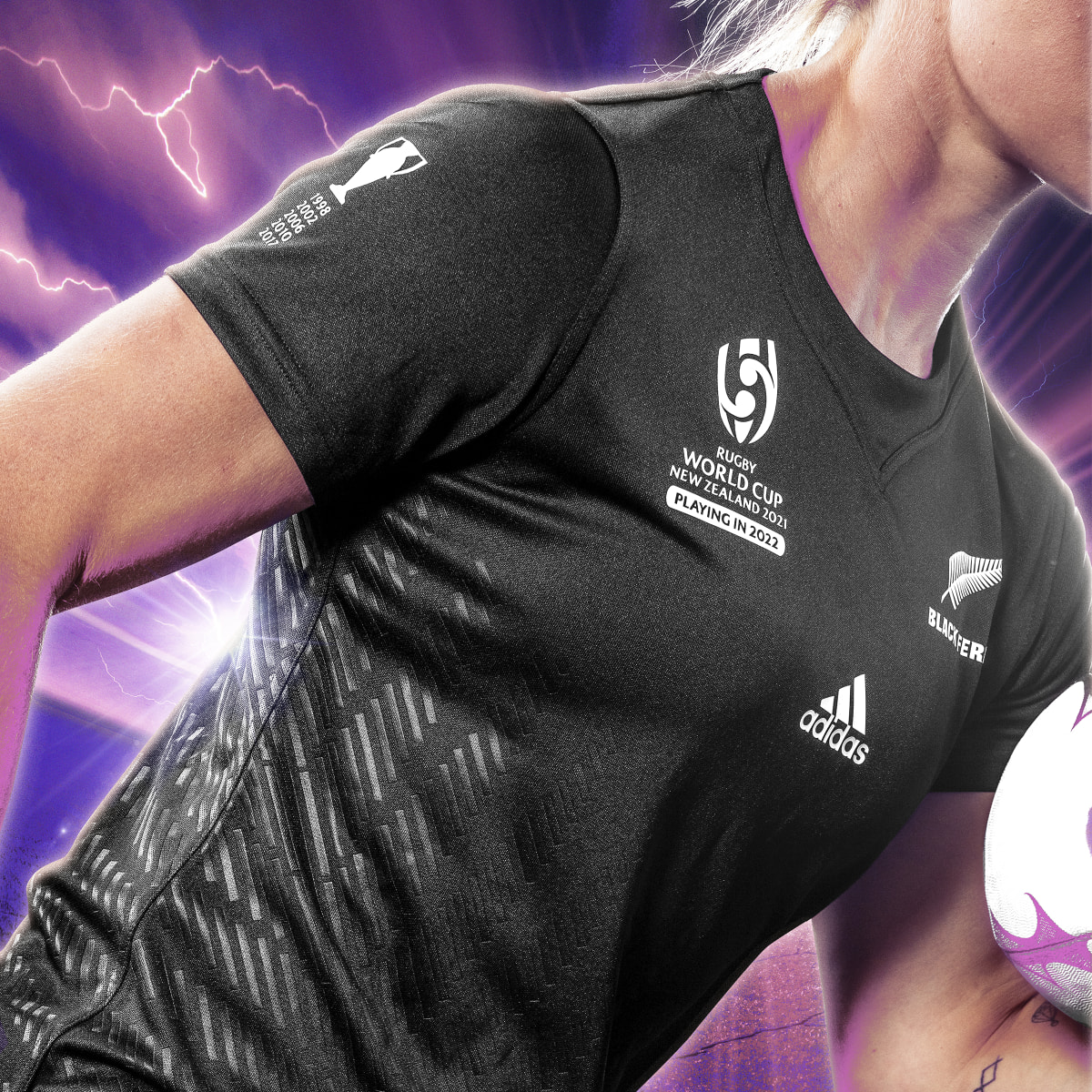 Adidas Black Ferns Rugby World Cup Home Jersey. 5