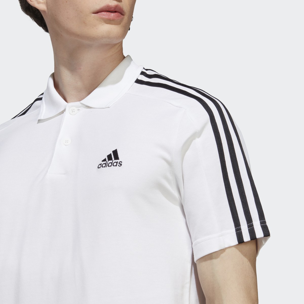 Adidas Essentials Piqué Embroidered Small Logo 3-Stripes Polo Shirt. 6