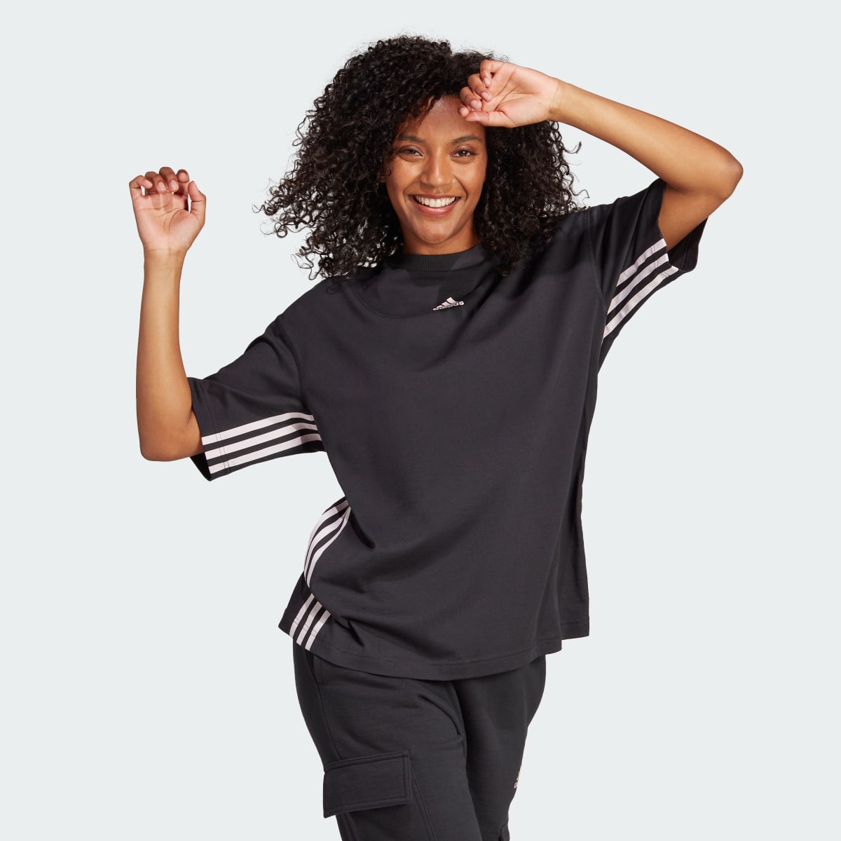 Adidas Dance 3-Stripes Cotton Boyfriend Tee. 4