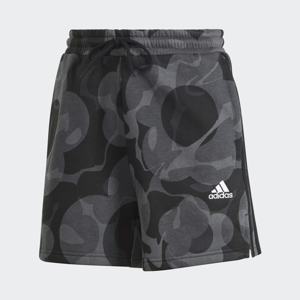 Adidas Floral Graphic 3-Stripes Fleece Shorts. 4