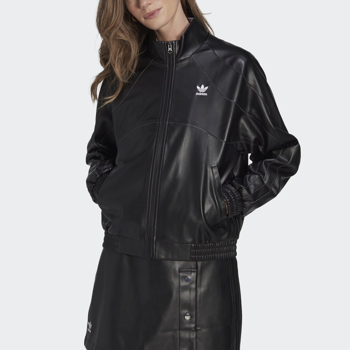 Adidas faux leather jacket top