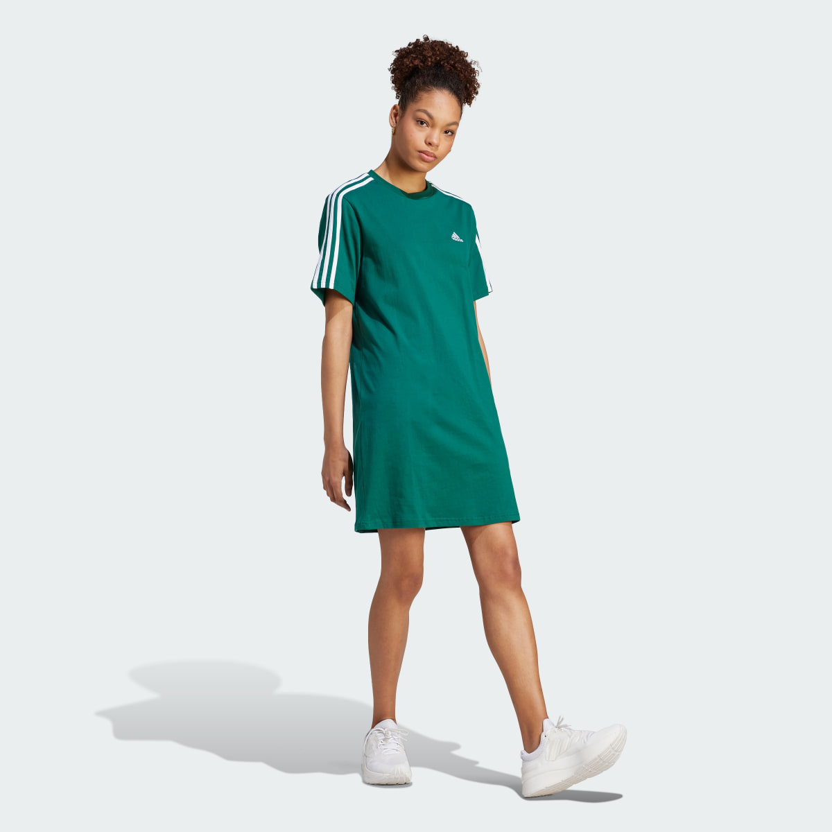 Adidas Essentials 3-Stripes Single Jersey Boyfriend Tee Dress. 4