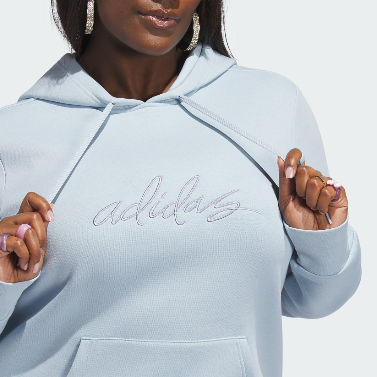 Adidas Embroidered Logo Hoodie (Plus Size). 6