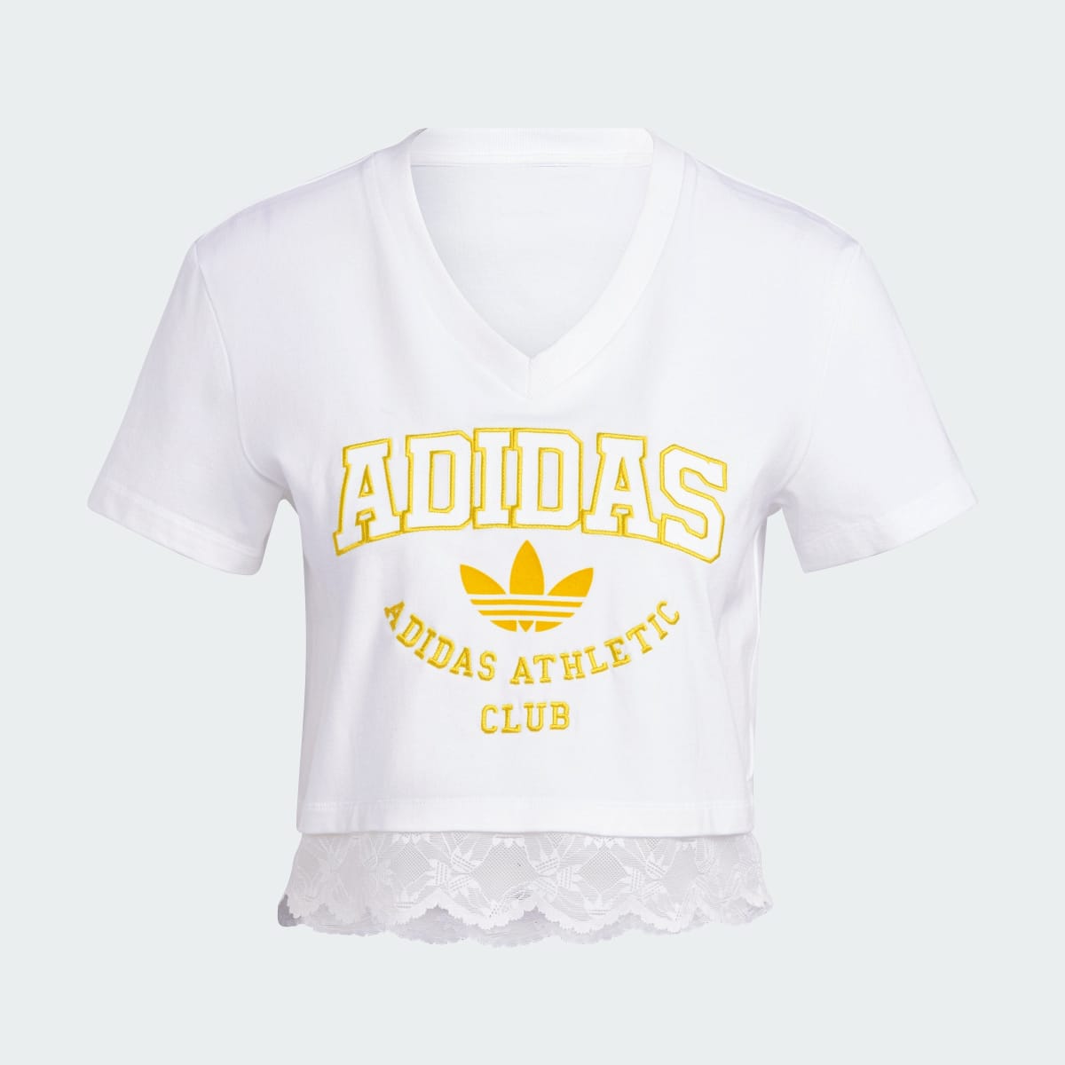 Adidas Cropped Lace Trim Tee. 6