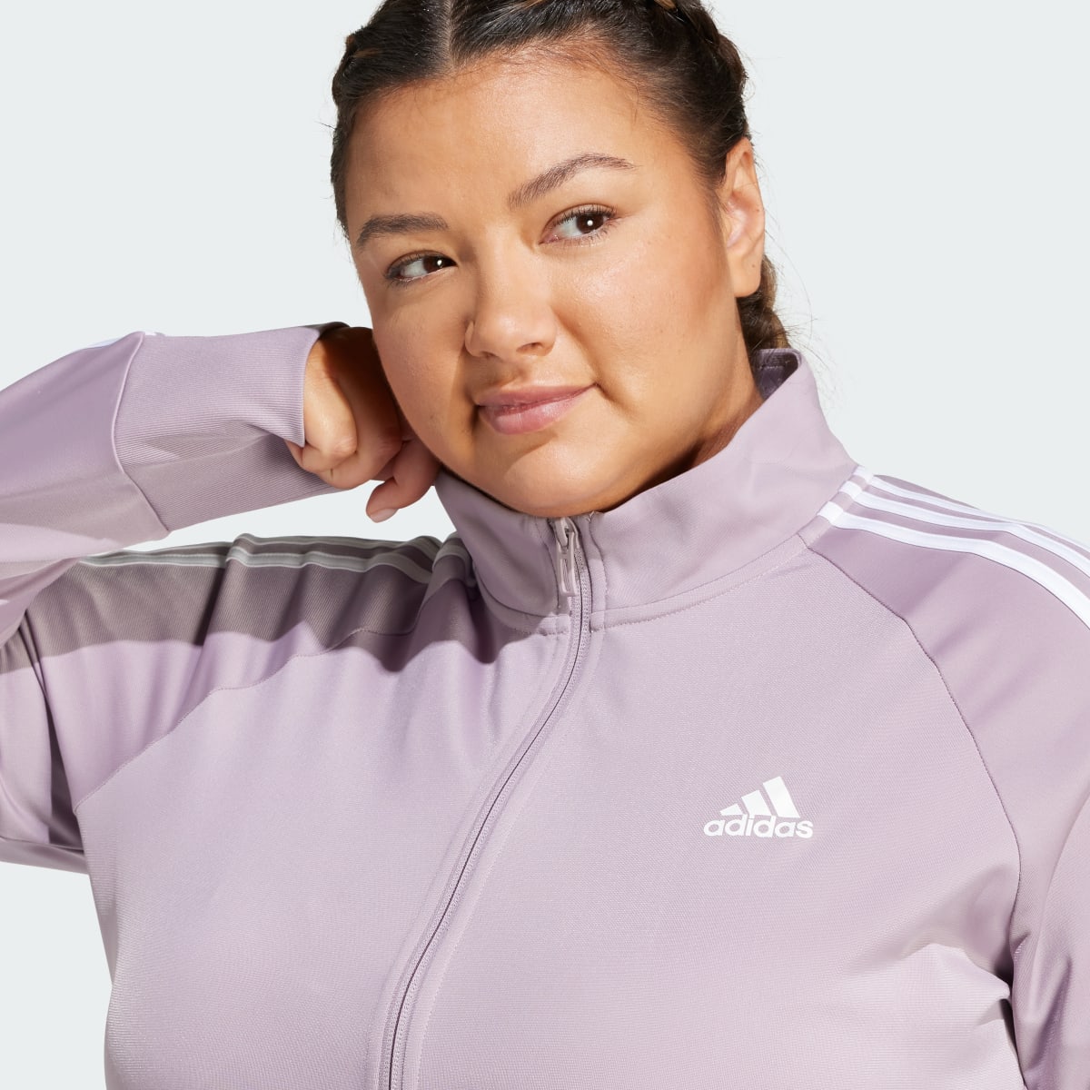 Adidas Essentials Warm-Up Tricot Slim 3-Stripes Track Jacket (Plus Size). 6