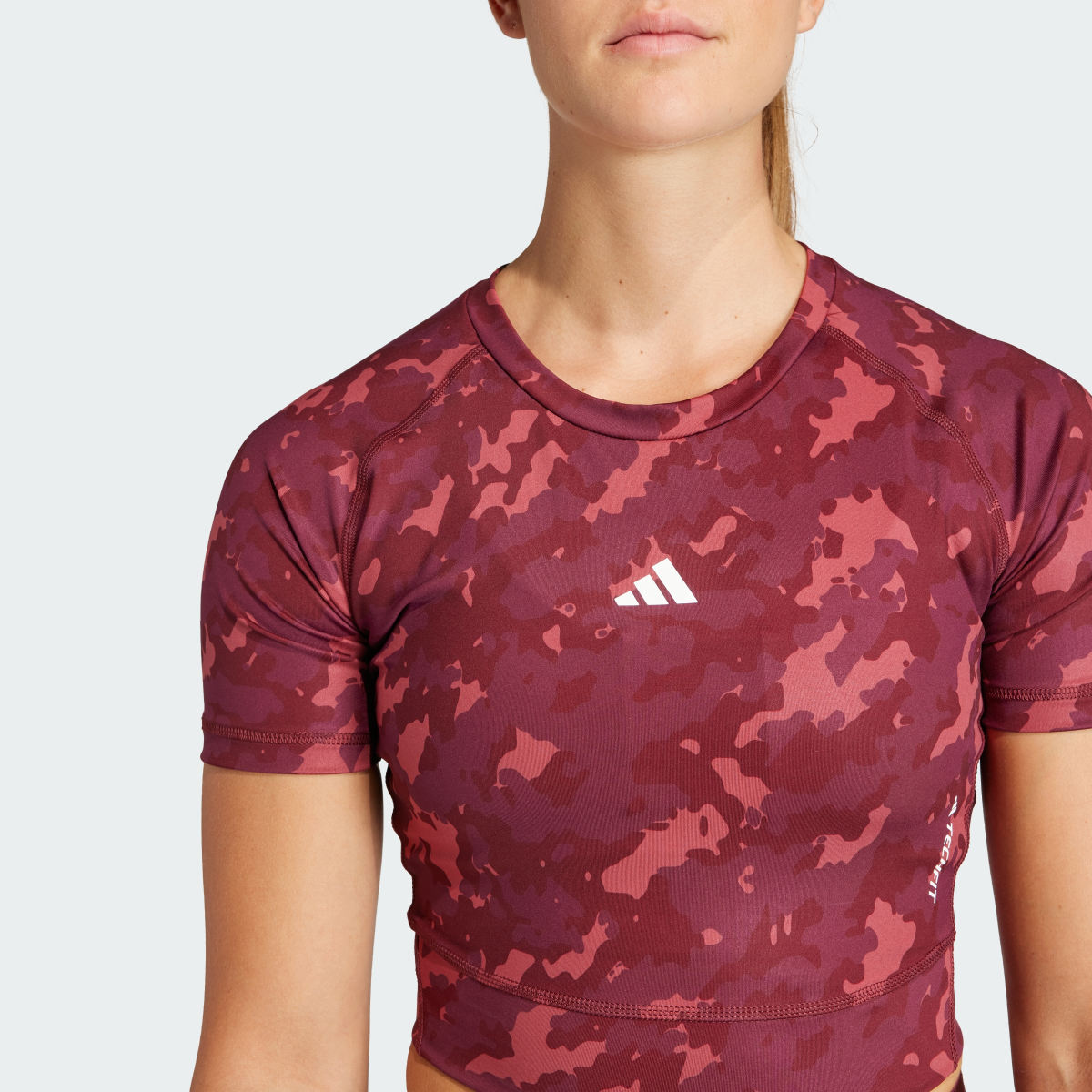 Adidas Techfit Camo Print Crop Training T-Shirt. 6