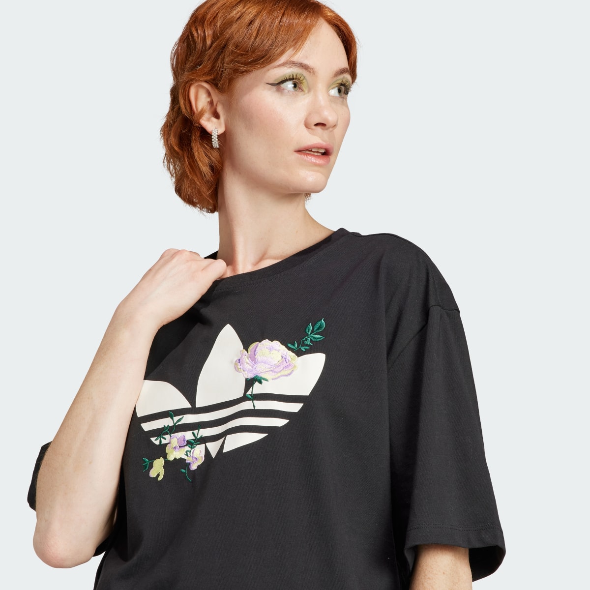 Adidas Embroidered Flower Trefoil Tee. 6