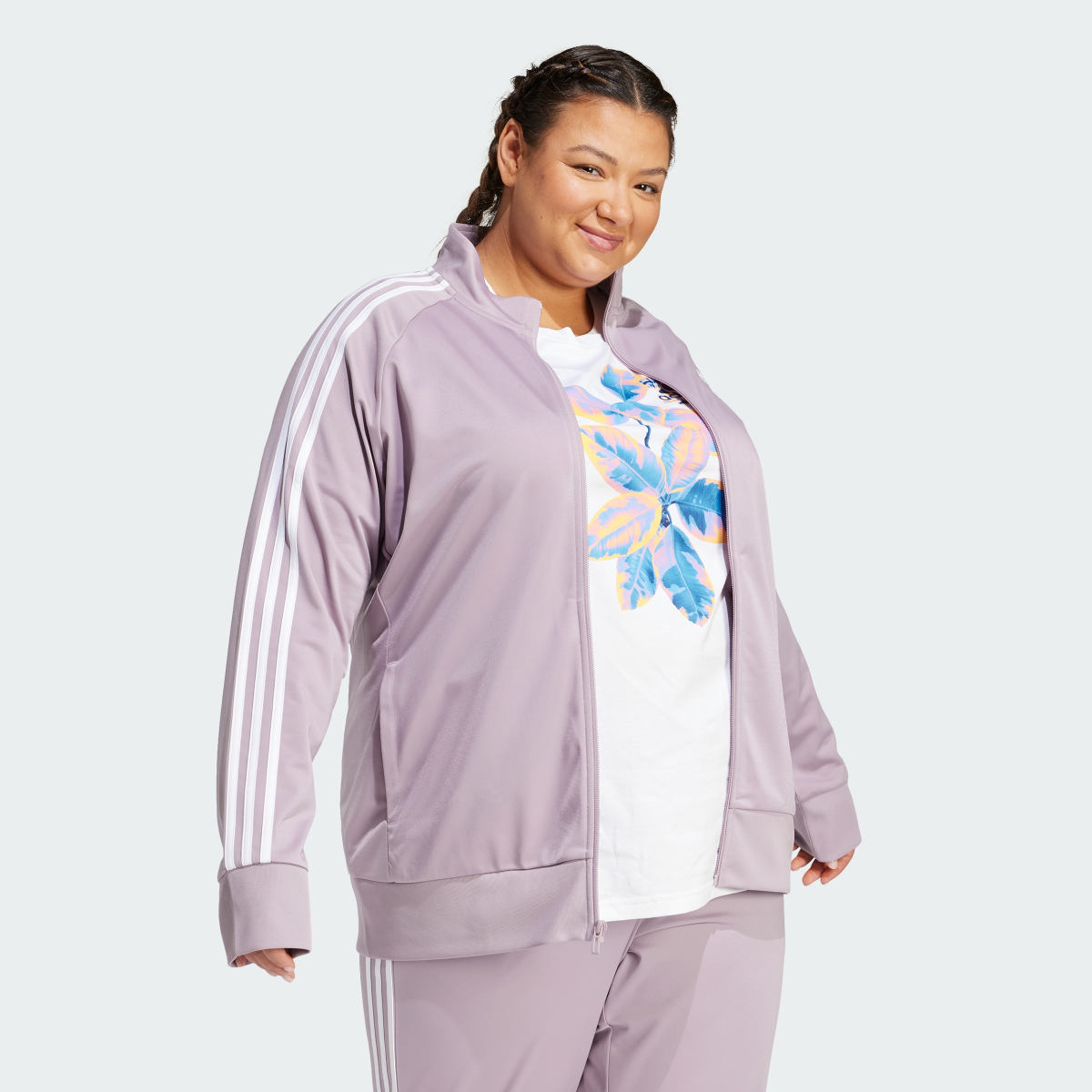 Adidas Essentials Warm-Up Tricot Slim 3-Stripes Track Jacket (Plus Size). 4