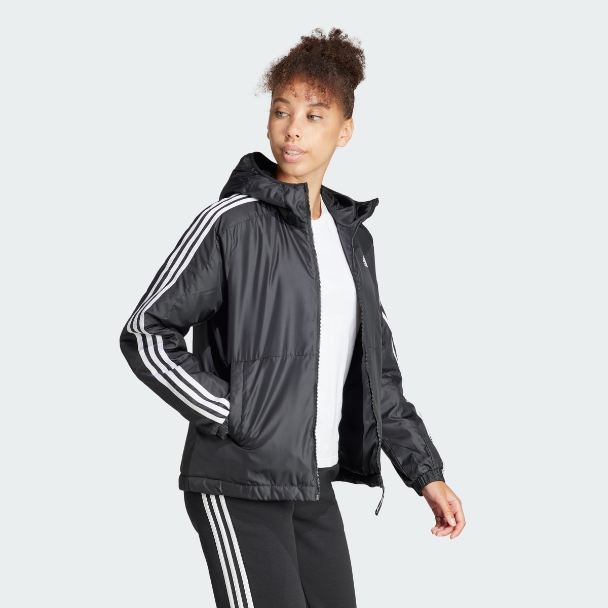 Adidas Essentials 3-Stripes Insulated Hooded Jacket. 4