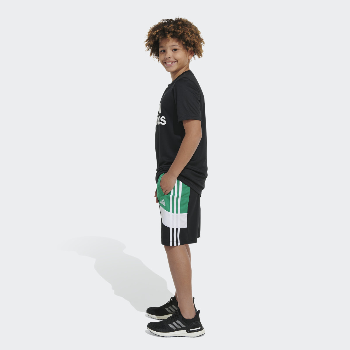 Adidas Elastic Waistband Sportswear Color Block Shorts. 7
