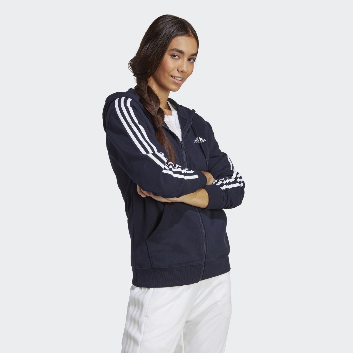 Adidas Chaqueta con capucha Essentials French Terry Regular 3 bandas. 4