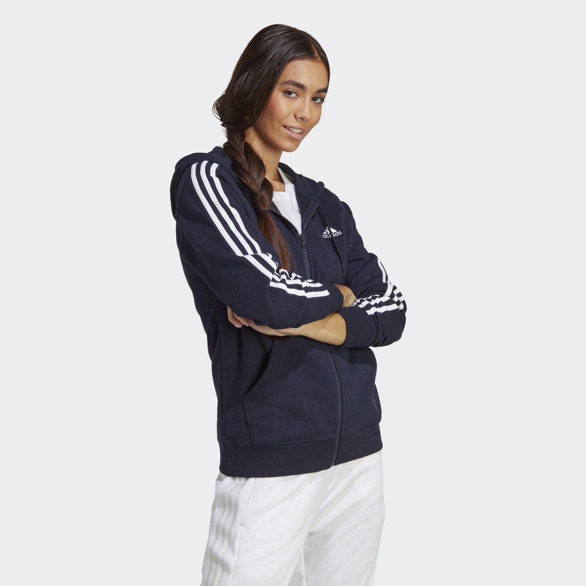 Adidas Veste à capuche entièrement zippée en molleton à coupe standard Essentials 3-Stripes. 4