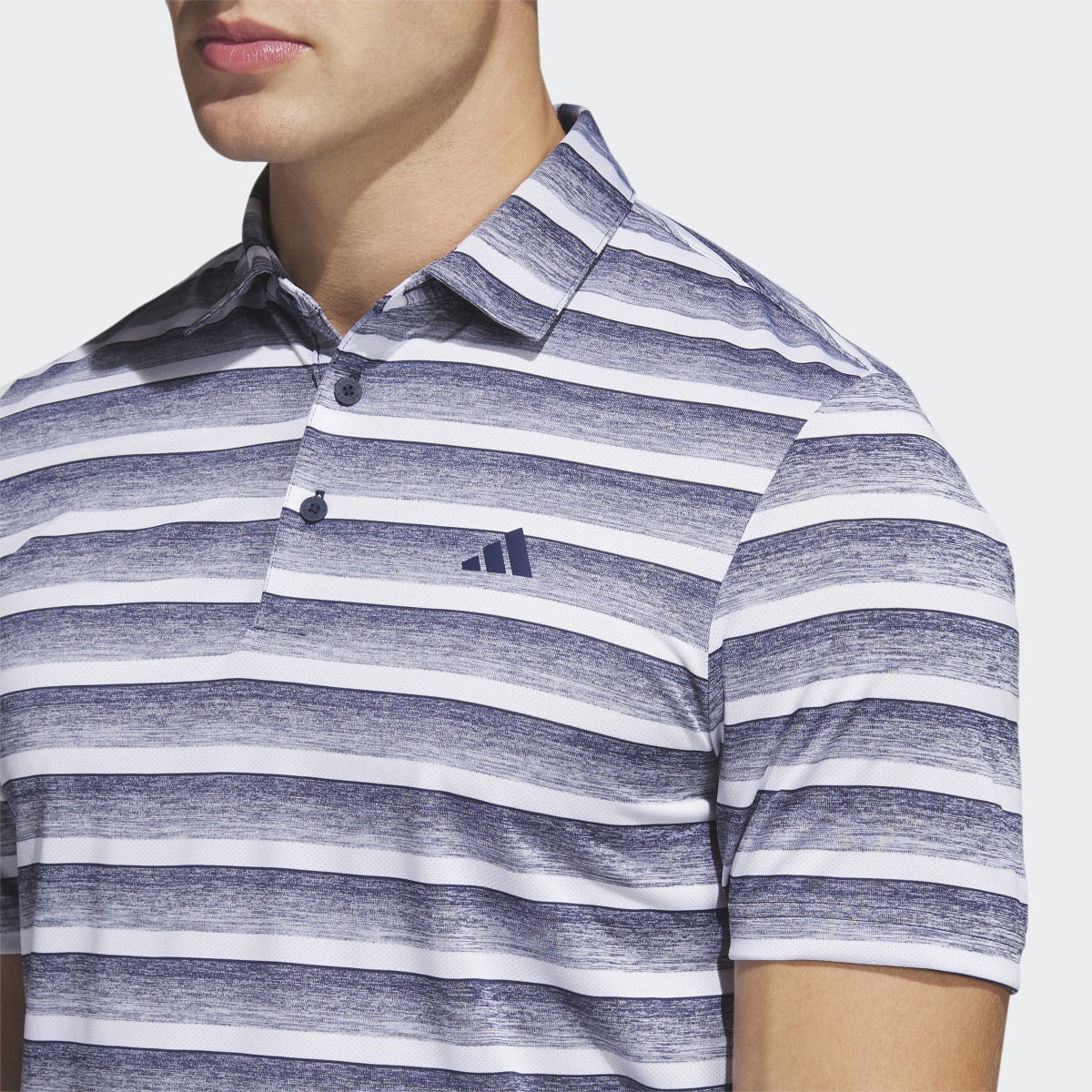 Adidas Two-Color Striped Golf Polo Shirt. 6
