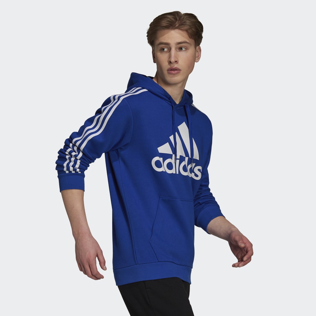 Adidas Sudadera con capucha Essentials Fleece Logo 3 bandas. 4