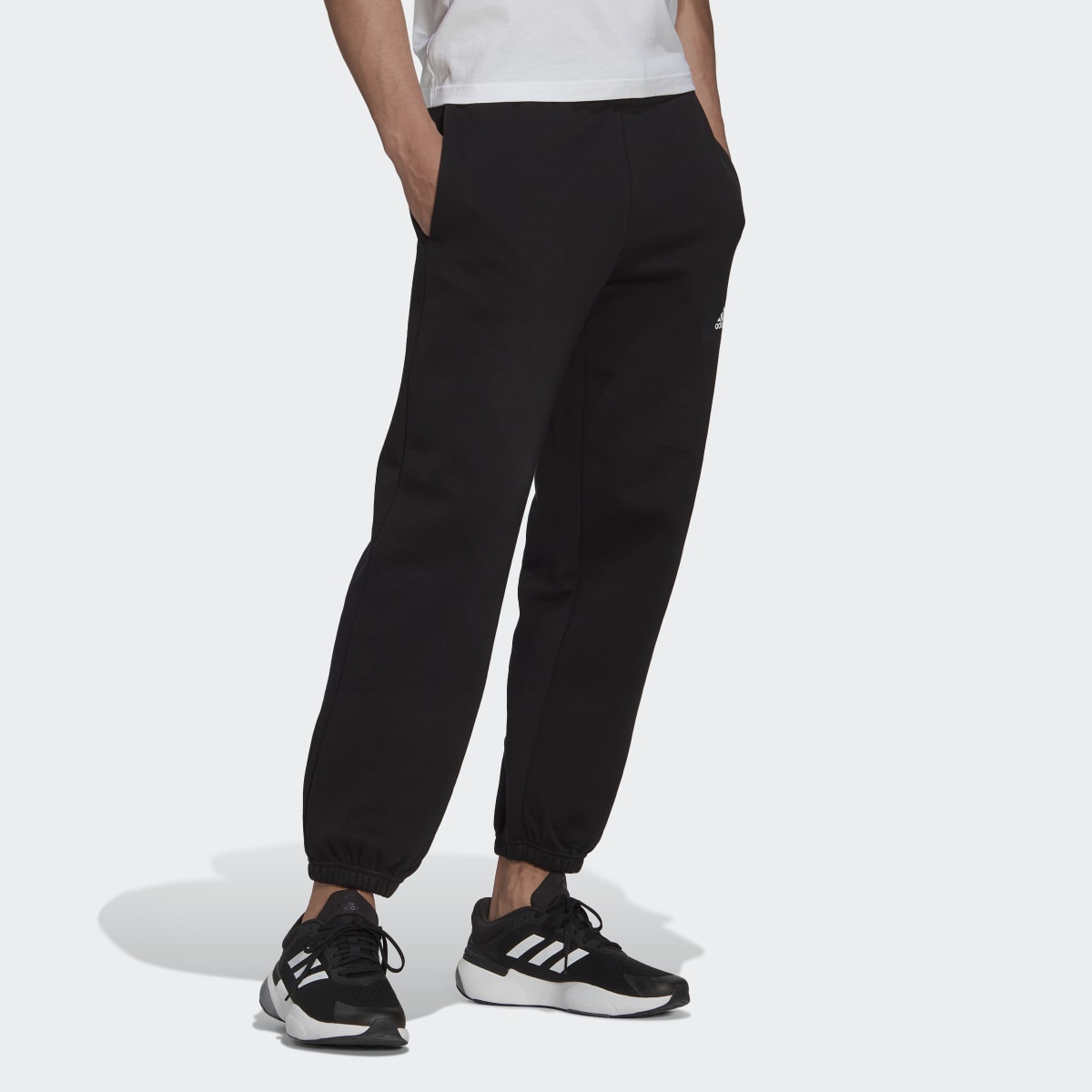 Adidas Essentials FeelVivid Cotton fleece Straight Leg Sweat Pants. 4