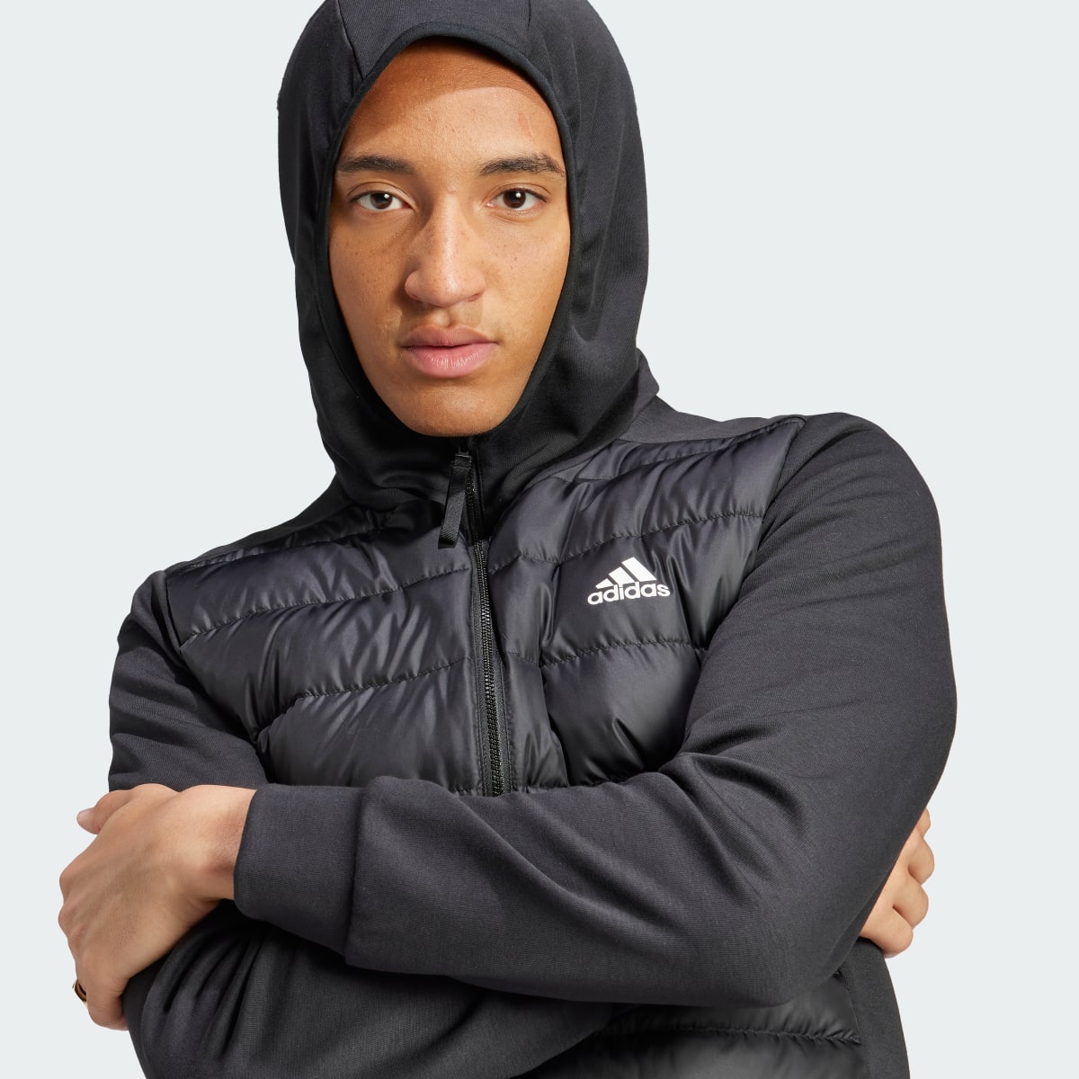 Adidas Essentials Hybrid Down Hooded Jacket. 6