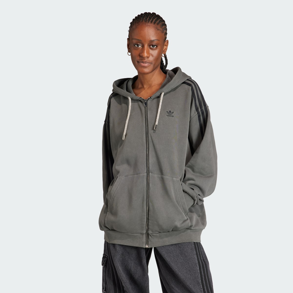 【ADIDAS】ADILENIUM 2 WASHED OVERSIZED ZIP-UP HOODIE★追跡可 Adidas】Adilenium Season 2 Oversized Zip-Off Track Khaki