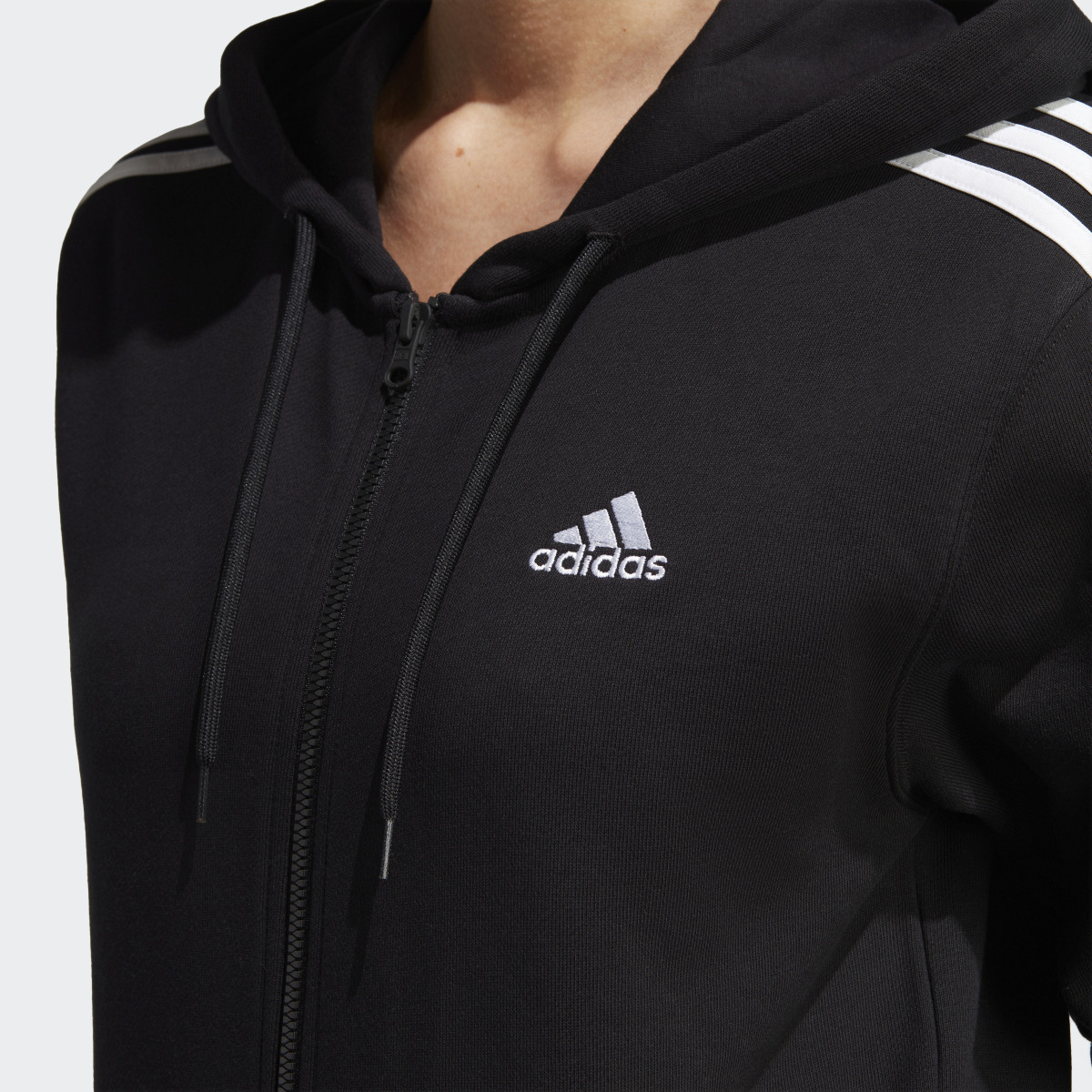 Adidas Felpa con cappuccio Essentials 3-Stripes French Terry Regular Full-Zip. 6