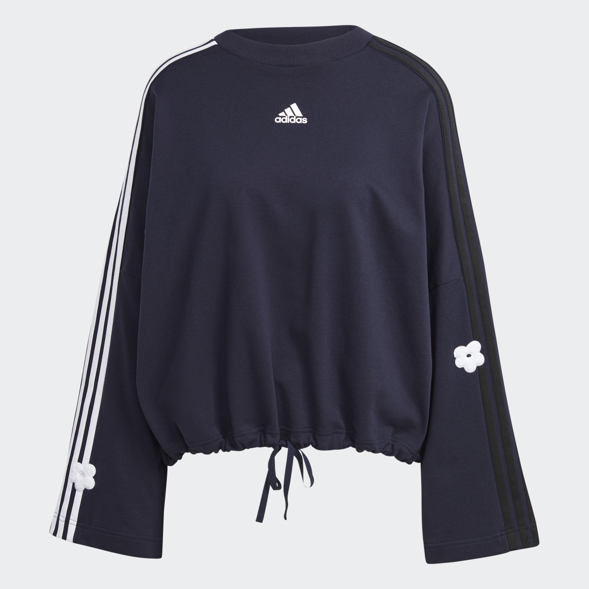 Adidas 3-Stripes Sweatshirt with Chenille Flower Patches. 5